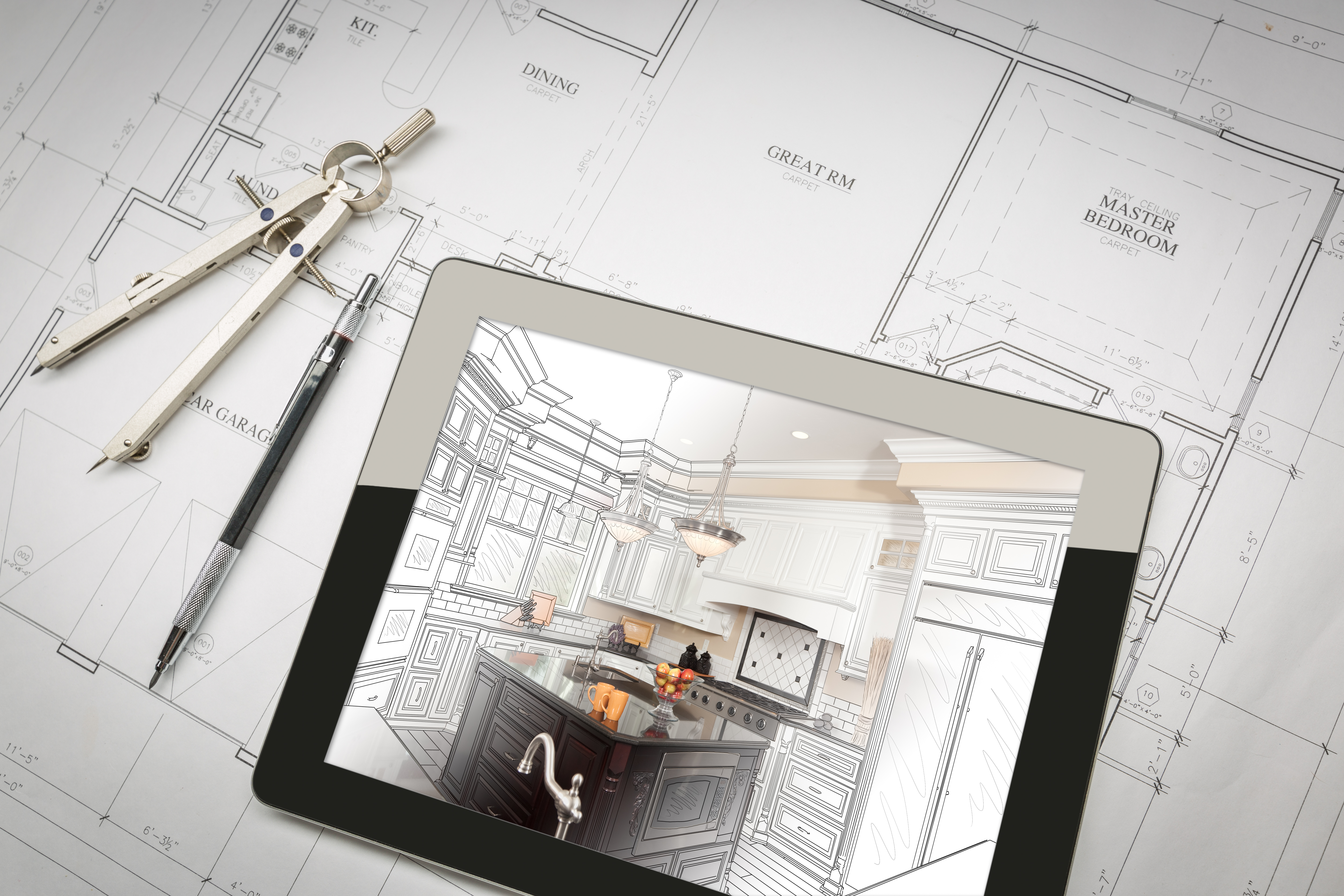 Architectural design on a tablet